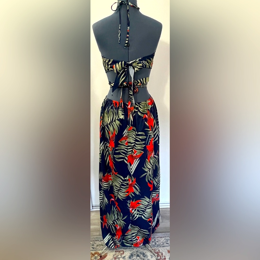Tropical maxi cutout dress size L